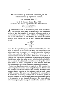 On  the  method  of  minimum ... determination  of  refractive  indices.