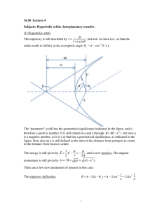 16.50  Lecture 4 Subjects: Hyperbolic orbits. Interplanetary transfer. (1) Hyperbolic orbits p