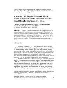 Lawrence Spizman and Marc A. Weinstein. 2008. A Note on... Mean: When, Why and How the Forensic Economist Should Employ...