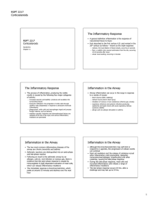 RSPT 2217 Corticosteroids The Inflammatory Response