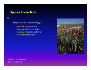 Species Interactions Important in determining – •