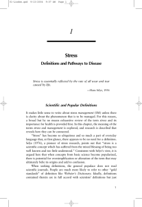 1 Stress Definitions and Pathways to Disease Scientific and Popular Definitions
