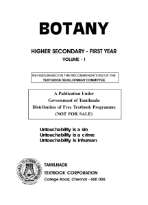 BOTANY HIGHER SECONDARY - FIRST YEAR VOLUME - I TAMILNADU