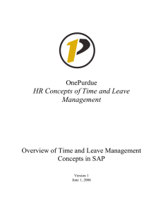 HR Concepts of Time and Leave Management  OnePurdue