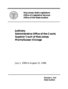 Judiciary Administrative Office of the Courts Superior Court of New Jersey Morris/Sussex Vicinage