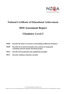 2010 Assessment Report Chemistry Level 2 National Certificate of Educational Achievement