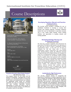 Course Descriptions Developing Operations Manuals and Franchise Training Systems
