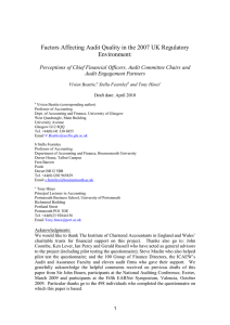 Factors Affecting Audit Quality in the 2007 UK Regulatory Environment: