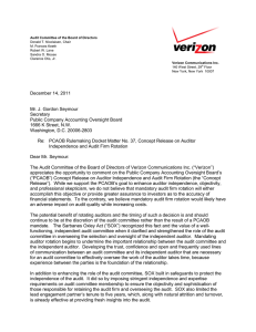 Audit Committee of the Board of Directors Verizon Communications Inc.
