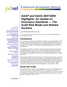 GAAP and GAAS 2007/2008 Highlights: An Update on Assurance Standards — The