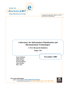 Laboratory for Information Globalization and Harmonization Technologies: November 2001 A New Research Initiative