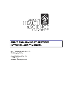 AUDIT AND ADVISORY SERVICES INTERNAL AUDIT MANUAL