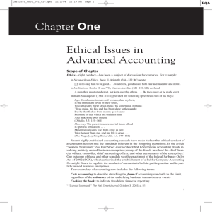 Ethical Issues in Advanced Accounting Chapter One