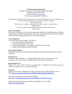 CO790 Professional Standards Tuesday 6/1/10-Friday 6/4/10 8:30am-12pm; 1pm-4:30pm Instructor: Karen Mason, Ph.D. 978-646-4042