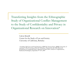 Transferring Insights from the Ethnographic Study of Organizational Conflict Management