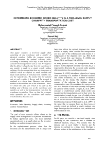 DETERMINING ECONOMIC ORDER QUANTITY IN A TWO-LEVEL SUPPLY Mohammadali Pirayesh Neghab