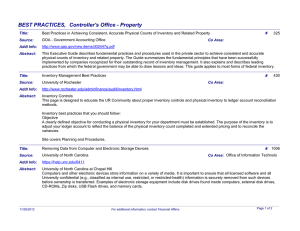 BEST PRACTICES,  Controller's Office - Property