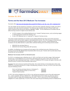 October 26, 2012 Farms and the New 2013 Medicare Tax Increases