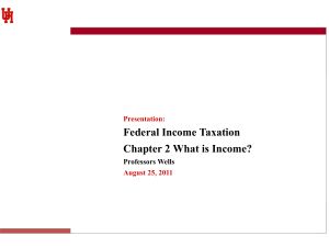 Federal Income Taxation Chapter 2 What is Income? Professors Wells Presentation: