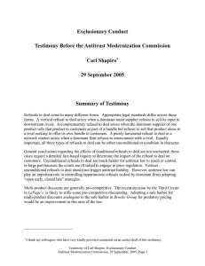 Exclusionary Conduct Testimony Before the Antitrust Modernization Commission Carl Shapiro