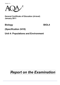 Report on the Examination Biology BIOL4