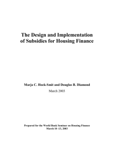 The Design and Implementation of Subsidies for Housing Finance