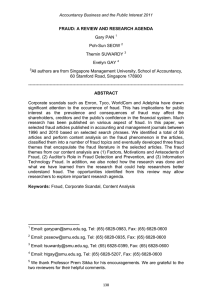 FRAUD: A REVIEW AND RESEARCH AGENDA Gary PAN  Poh-Sun SEOW