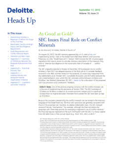 Heads Up As Good as Gold? SEC Issues Final Rule on Conflict