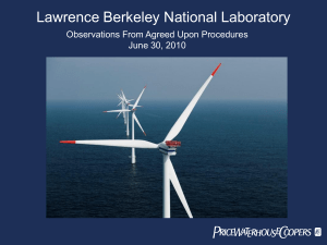 Lawrence Berkeley National Laboratory Observations From Agreed Upon Procedures June 30, 2010