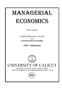 MANAGERIAL ECONOMICS  UNIVERSITY OF CALICUT