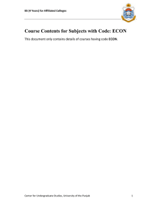 Course Contents for Subjects with Code: ECON   ECON BS (4 Years) for Affiliated Colleges 