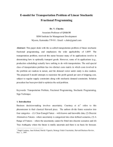 E-model for Transportation Problem of Linear Stochastic Fractional Programming