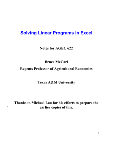 Solving Linear Programs in Excel