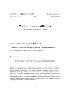 Women, Gender, and Religion Journal of Religion &amp; Society