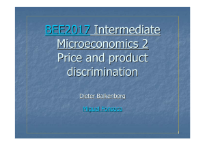 BEE2017 Intermediate Microeconomics 2 Price and product