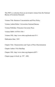 This PDF is a selection from an out-of-print volume from... Bureau of Economic Research Volume Title: Business Concentration and Price Policy