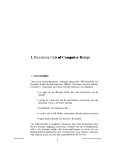 1. Fundamentals of Computer Design 1.1 Introduction
