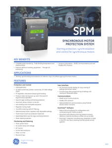 SPM SyNCHRONOUS MOTOR PROTECTION SySTEM KEy BENEFITS