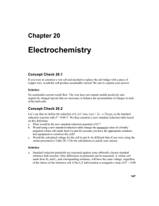 Electrochemistry  Chapter 20 Concept Check 20.1