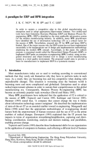 A paradigm for ERP and BPR integration 1999, 37, 9, 2093± 2108