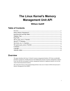 The Linux Kernel’s Memory Management Unit API William Gatliff Table of Contents