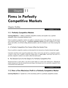 11 Firms in Perfectly Competitive Markets