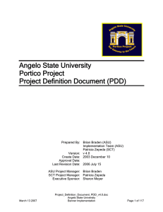 Angelo State University Portico Project Project Definition Document (PDD)
