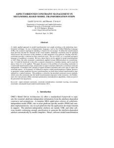 ASPECT-ORIENTED CONSTRAINT MANAGEMENT IN METAMODEL-BASED MODEL TRANSFORMATION STEPS László L and Hassan C