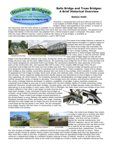 Balls Bridge and Truss Bridges: A Brief Historical Overview Nathan Holth