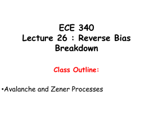 ECE 340 Lecture 26 : Reverse Bias Breakdown Class Outline: