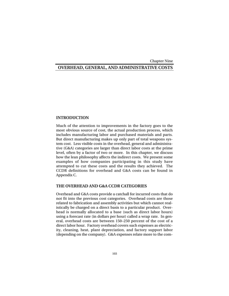 OVERHEAD, GENERAL, AND ADMINISTRATIVE COSTS INTRODUCTION