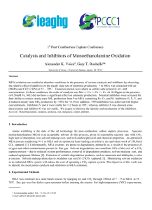 Catalysts and Inhibitors of Monoethanolamine Oxidation Alexander K. Voice *