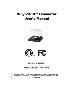 Vinyl2USB™ Converter User’s Manual MODEL: V2USB-06