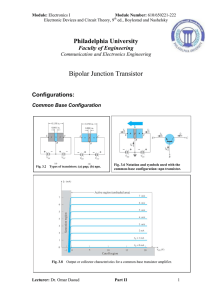 Bipolar Junction Transistor Philadelphia University Faculty of Engineering